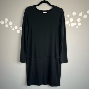 J. Jill Pure Jill Knit Tiered Long Sleeve Dress Size M Black